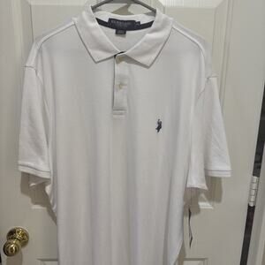 US Polo Assn Men's Polo Shirt 2XL Interlock White Cotton Classic NWT Luxury Feel